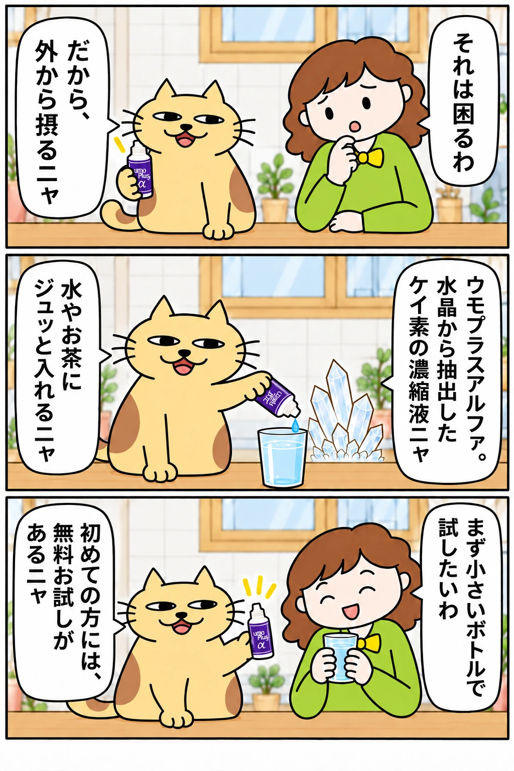 佐吉とお母さんの漫画「ケイ素ってなに？」後半3コマ